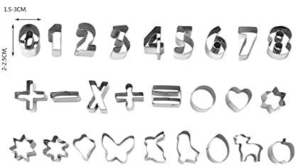 Lot de 26 emporte-pièces Calcul et Formes simples acier inoxydable - Emporte Piece