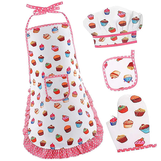 Costume 4 pièces de Chef Pâtissier pour enfant motif cupcakes 