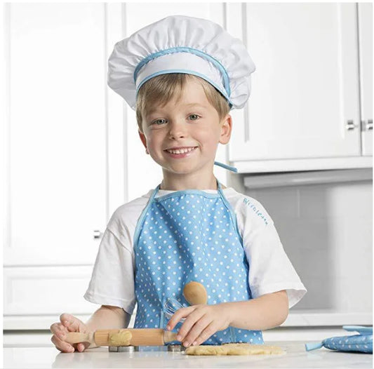 Panoplie complète de Chef Pâtissier pour enfant couleur bleue 11 pièces