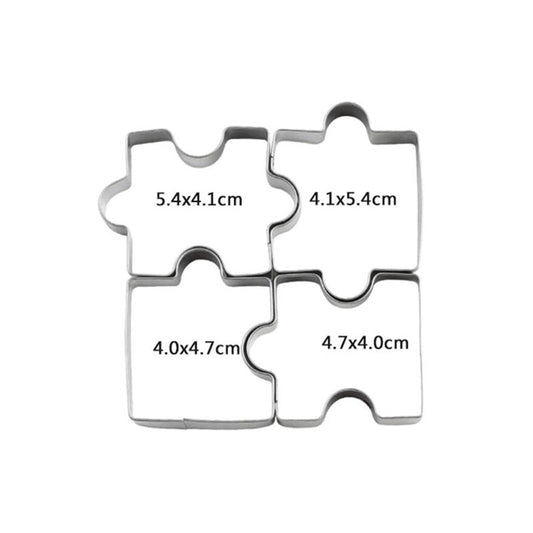 Lot de 4 emporte-pièces Puzzle acier inoxydable - Emporte Piece