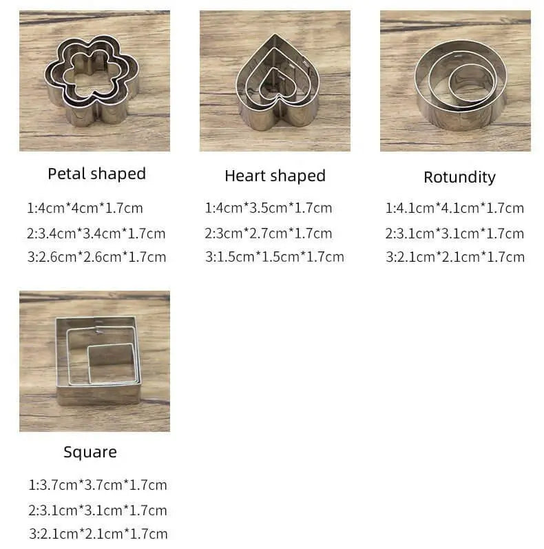 Emporte-pièces Formes Simples acier inoxydable Dimensions 4 formes