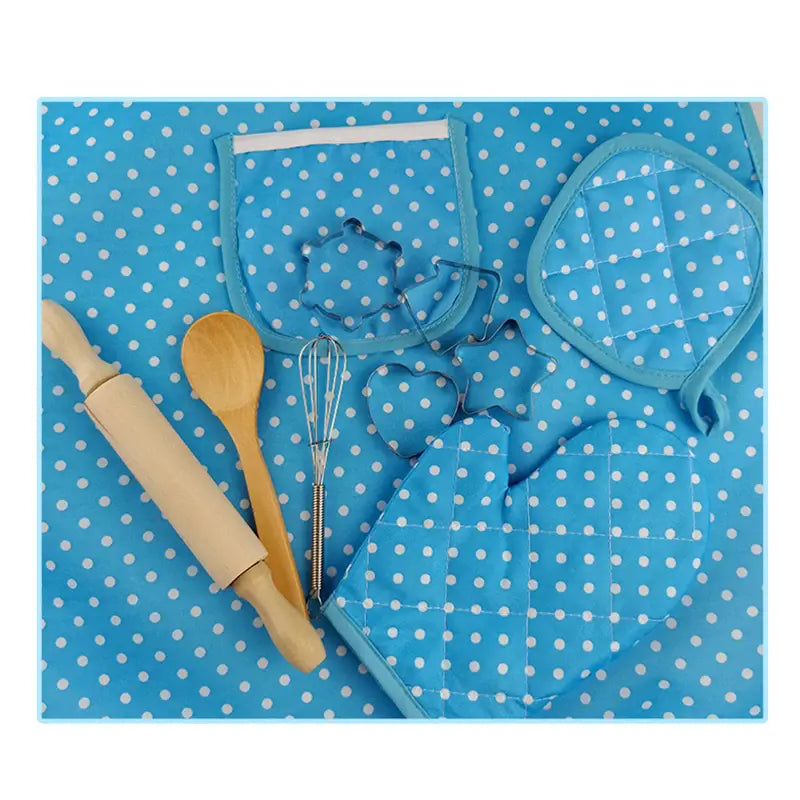 Panoplie complète de Chef Pâtissier pour enfant couleur bleue 11 pièces Détails