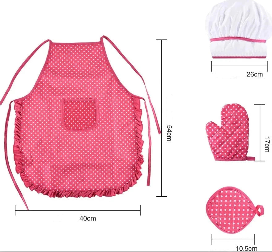 Panoplie complète de Chef Pâtissier pour enfant couleur rose 11 pièces Dimensions