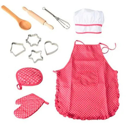 Panoplie complète de Chef Pâtissier pour enfant couleur rose 11 pièces