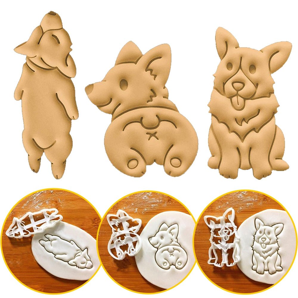 Lot de 3 emporte-pièces imprimés 3D Chien Corgi - Emporte Piece