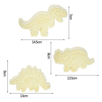 Lot de 3 emporte-pièces relief Dinosaures Squelettes - Emporte Piece