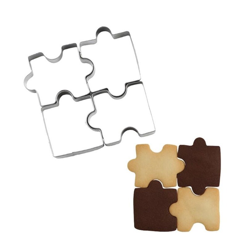 Lot de 4 emporte-pièces Puzzle acier inoxydable - Emporte Piece