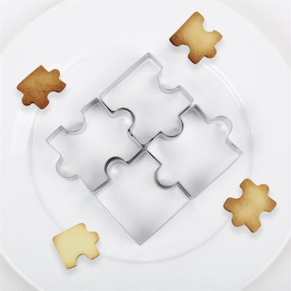 Lot de 4 emporte-pièces Puzzle acier inoxydable - Emporte Piece