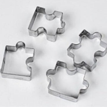 Lot de 4 emporte-pièces Puzzle acier inoxydable - Emporte Piece