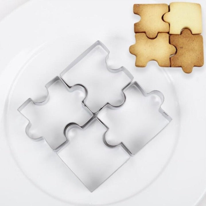 Lot de 4 emporte-pièces Puzzle acier inoxydable - Emporte Piece