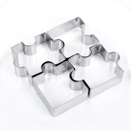 Lot de 4 emporte-pièces Puzzle acier inoxydable - Emporte Piece