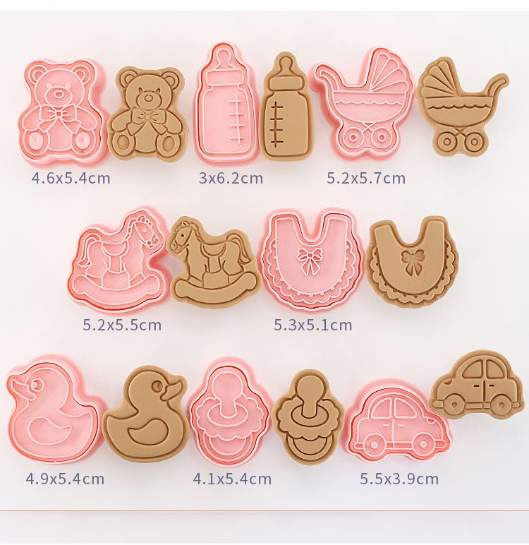 Lot de 8 emporte-pièces relief Baby Shower - Emporte Piece