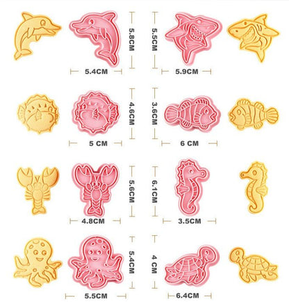 Lot de 8 emporte-pièces relief Créatures des Mers - Emporte Piece