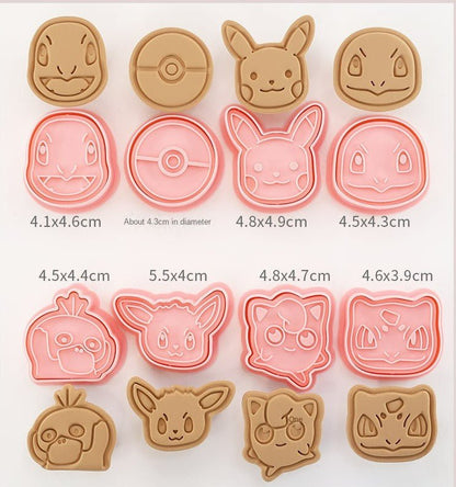 Lot de 8 emporte-pièces relief Têtes Pokemon - Emporte Piece